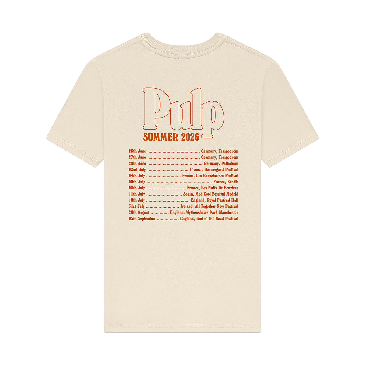 Summer 2026 EU Tour T-Shirt Ecru - Online Exclusive Colourway