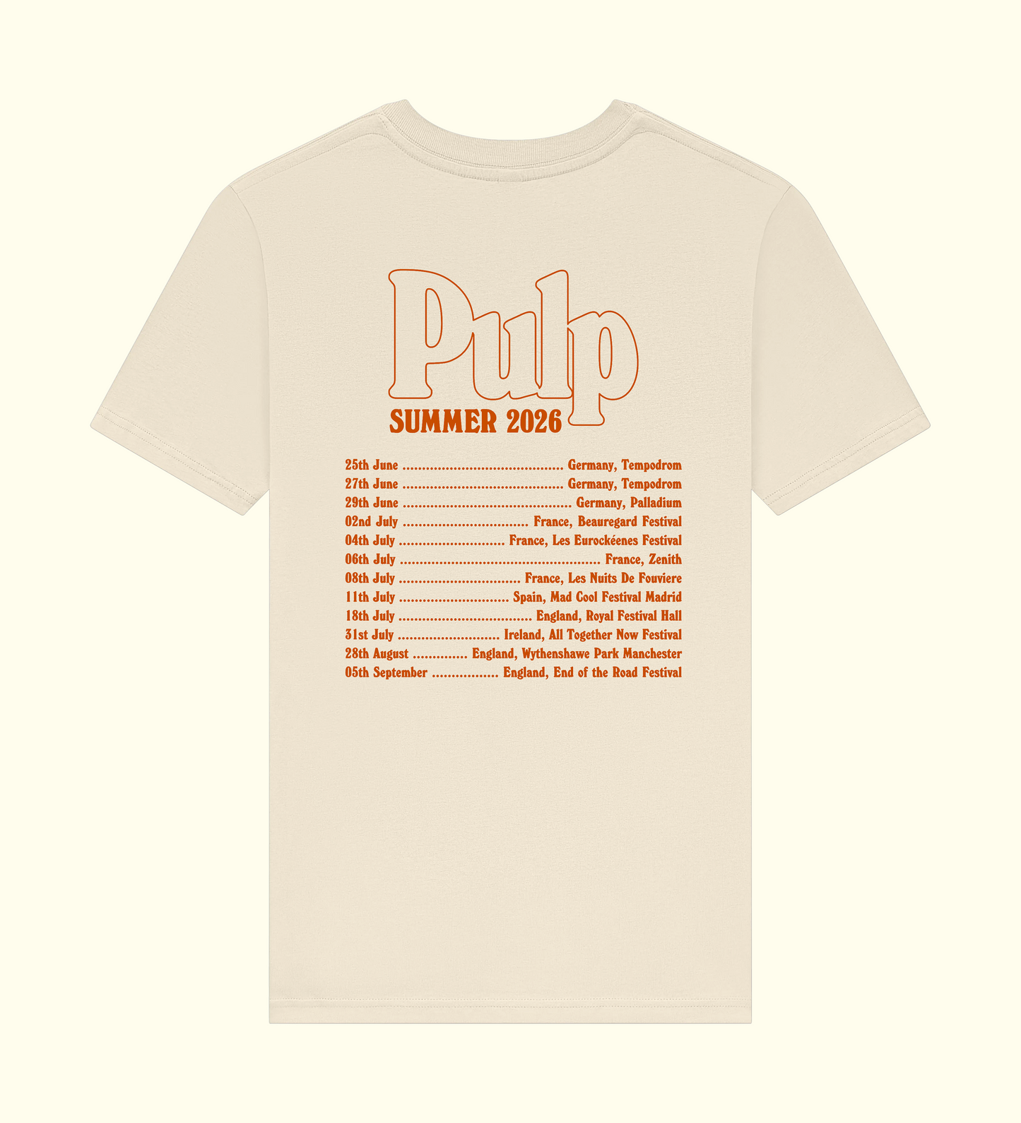 Summer 2026 EU Tour T-Shirt Ecru - Online Exclusive Colourway